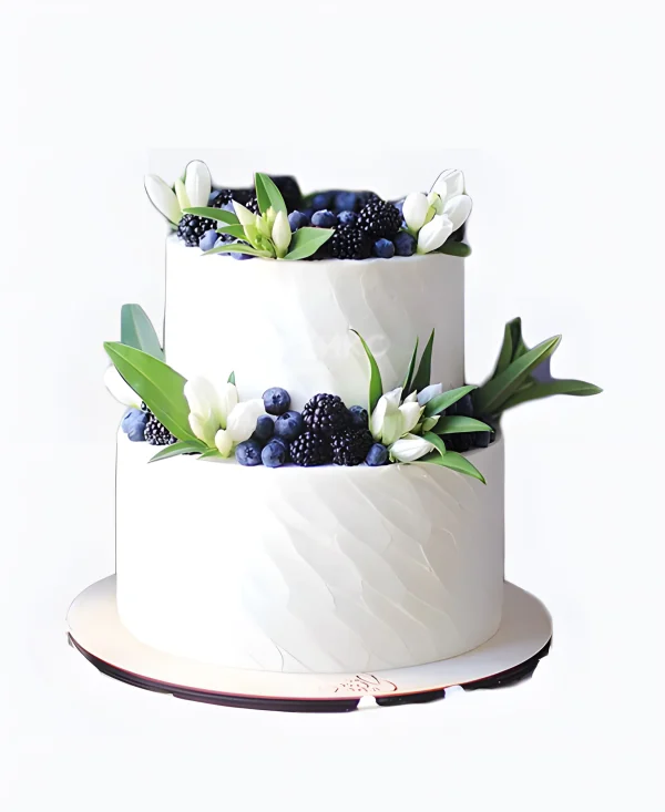 Двухъярусный торт на свадьбу в стиле минимализм Фото