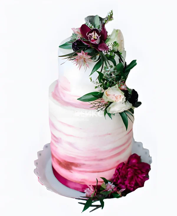 Элегантный торт с цветами Фото