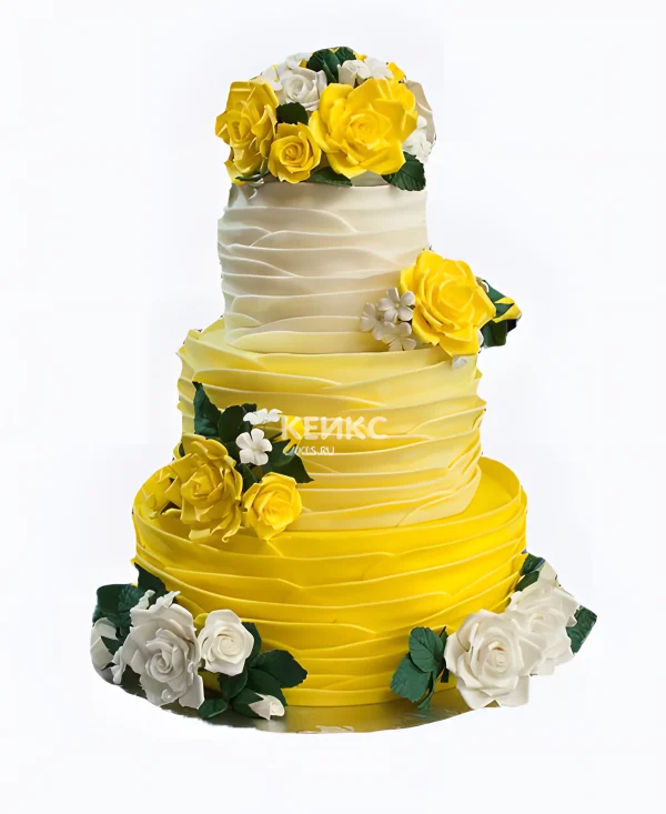 Свадебный торт с ярким желтым градиентом Фото