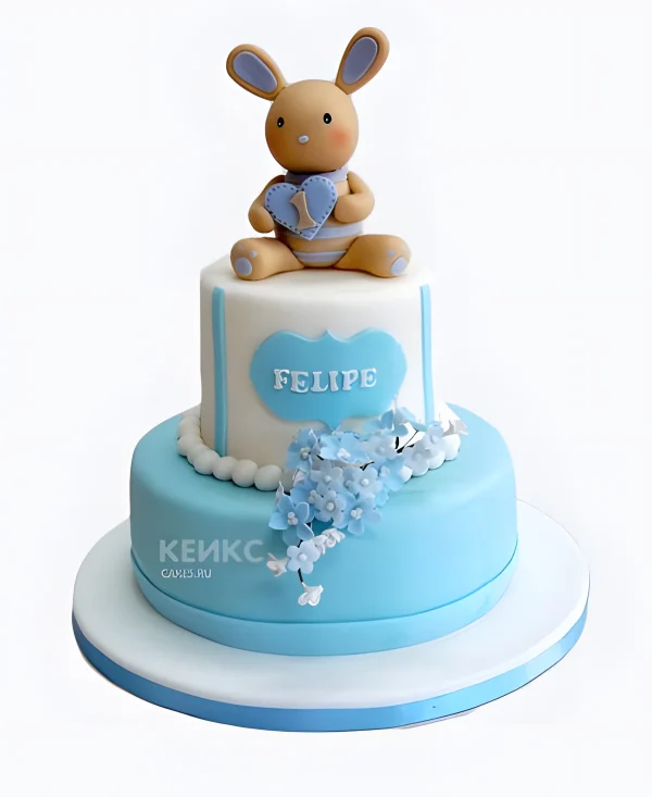 Торт с зайкой на 1 месяц для мальчика Фото