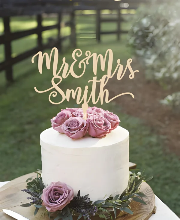 Одноярусный свадебный торт без мастики с розами и лавандой Фото