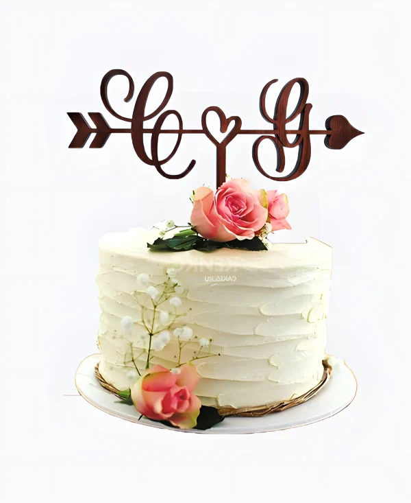 Свадебный торт без мастики с топпером и сухоцветами Фото