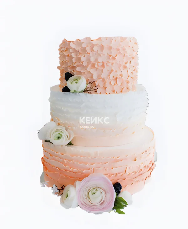 Необычный объемный торт с розами Фото