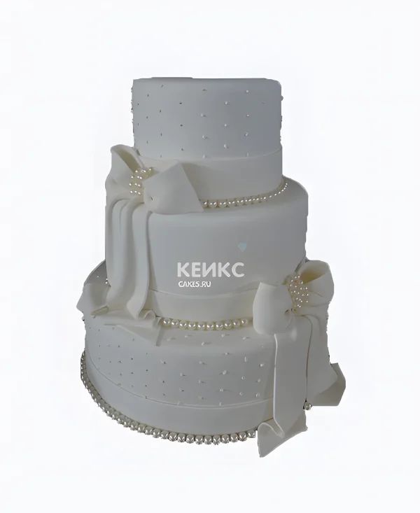 Необычный торт с жемчужинами из мастики Фото