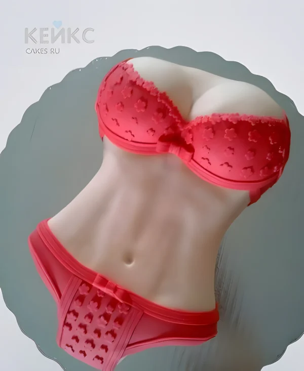 Торт на мальчишник с красным силуетом Фото