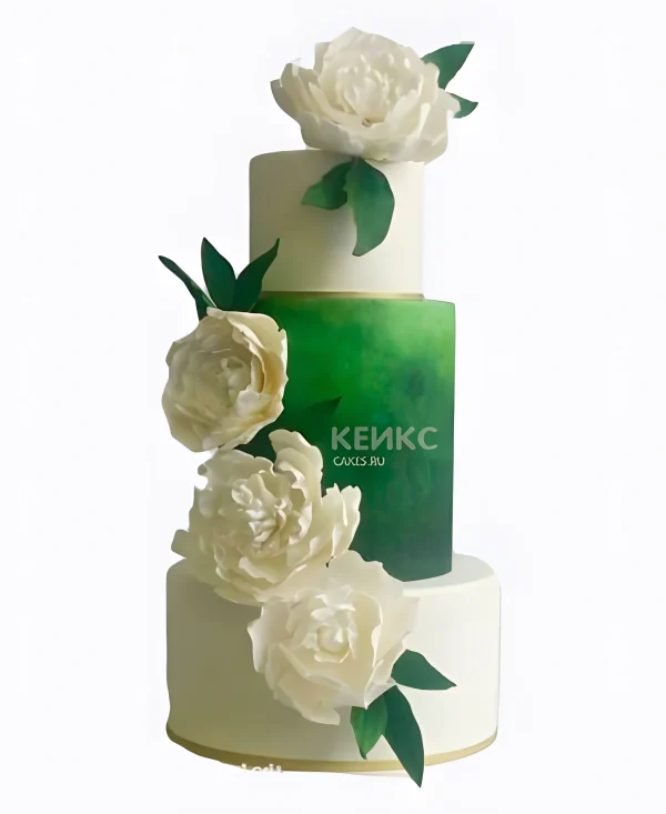 Нежно зеленый торт на свадьбу Фото