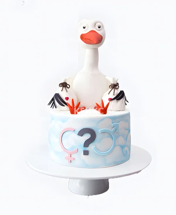 Необычный голубой торт с символами гендера Фото