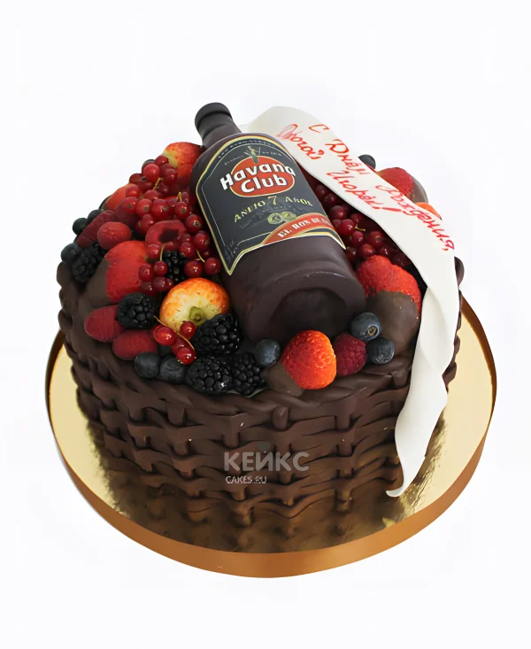 Торт бутылка с ягодным ассорти Фото