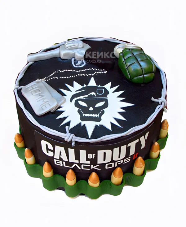 Торт Call of Duty call с гранатой Фото