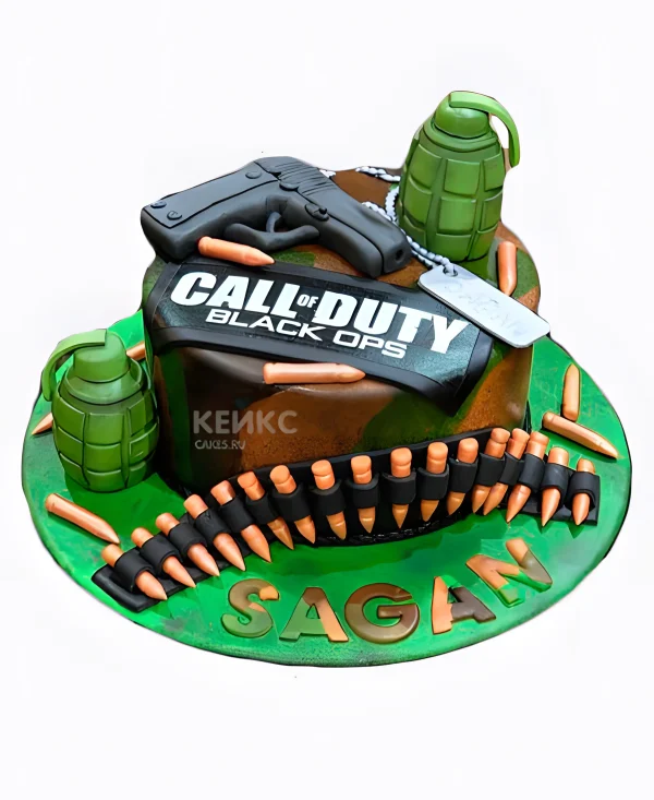 Торт Call of Duty call в цвете хаки Фото