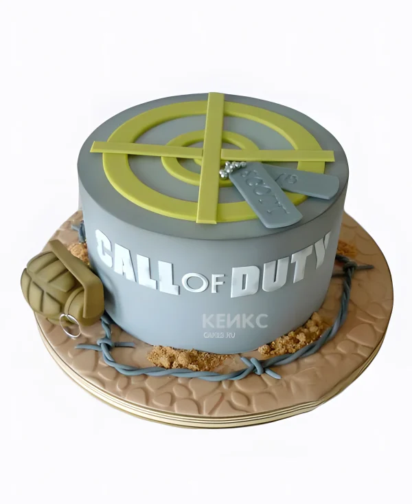 Торт Call of Duty call с мишенью и гранатой Фото