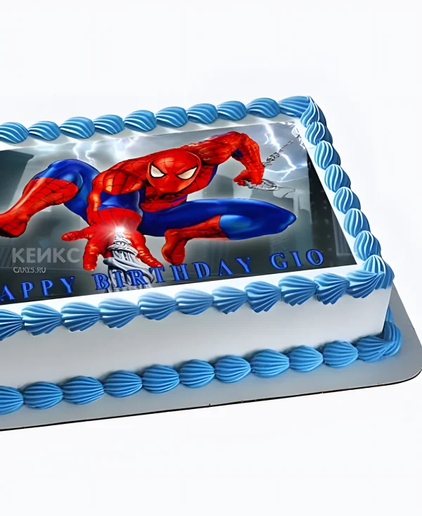 Торт с фотопечатью картинки Человека паука Фото