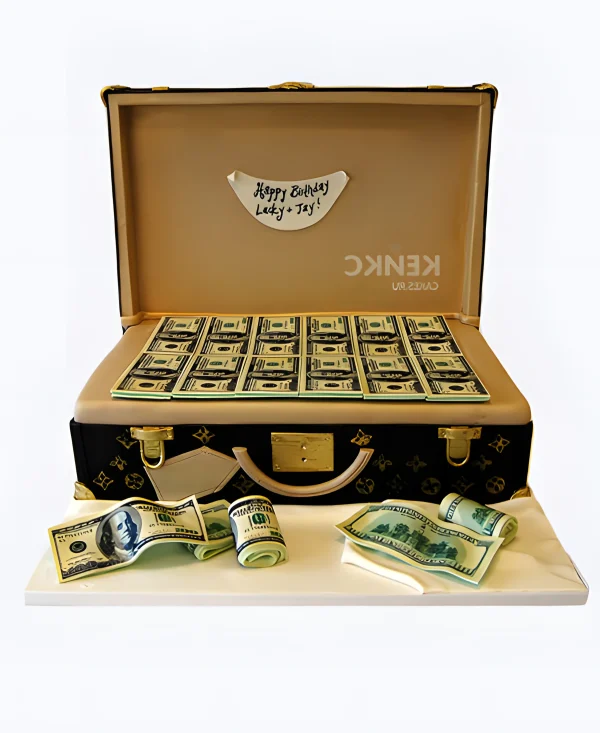 Торт чемодан с долларами Фото