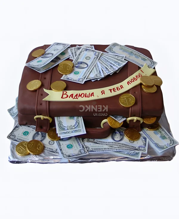 Торт чемодан с деньгами для мужчины Фото