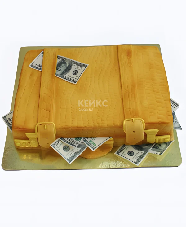 Торт чемодан с долларами для мужчины Фото