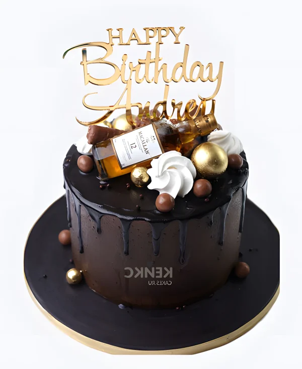 Чёрный шоколадный торт на день рождения мужчине Фото