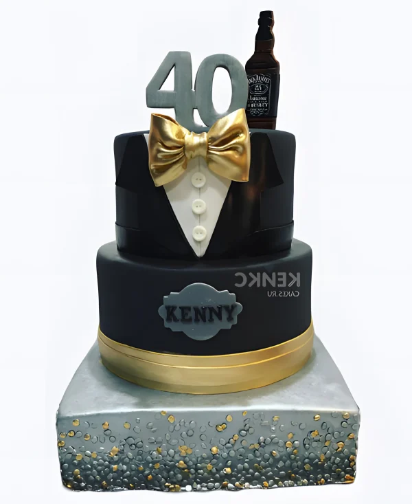 Торт в виде чёрного смокинга на 40 лет мужчине Фото