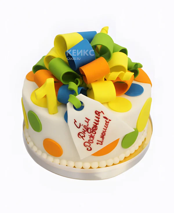 Яркий торт с большим бантом Фото