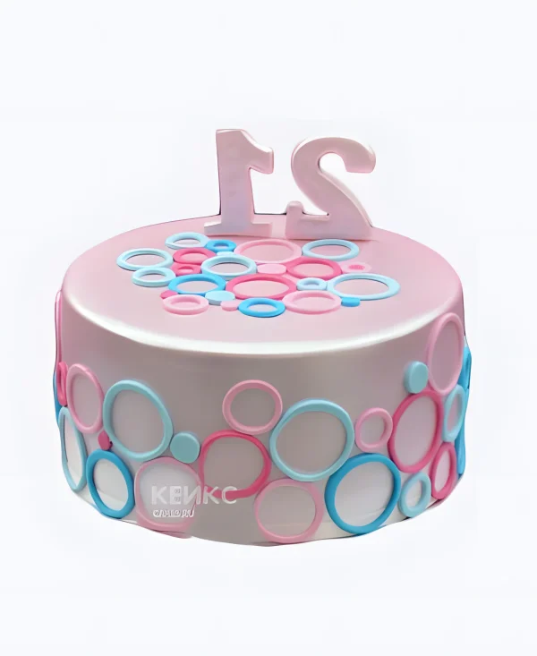 Милый розовый торт с кольцами Фото