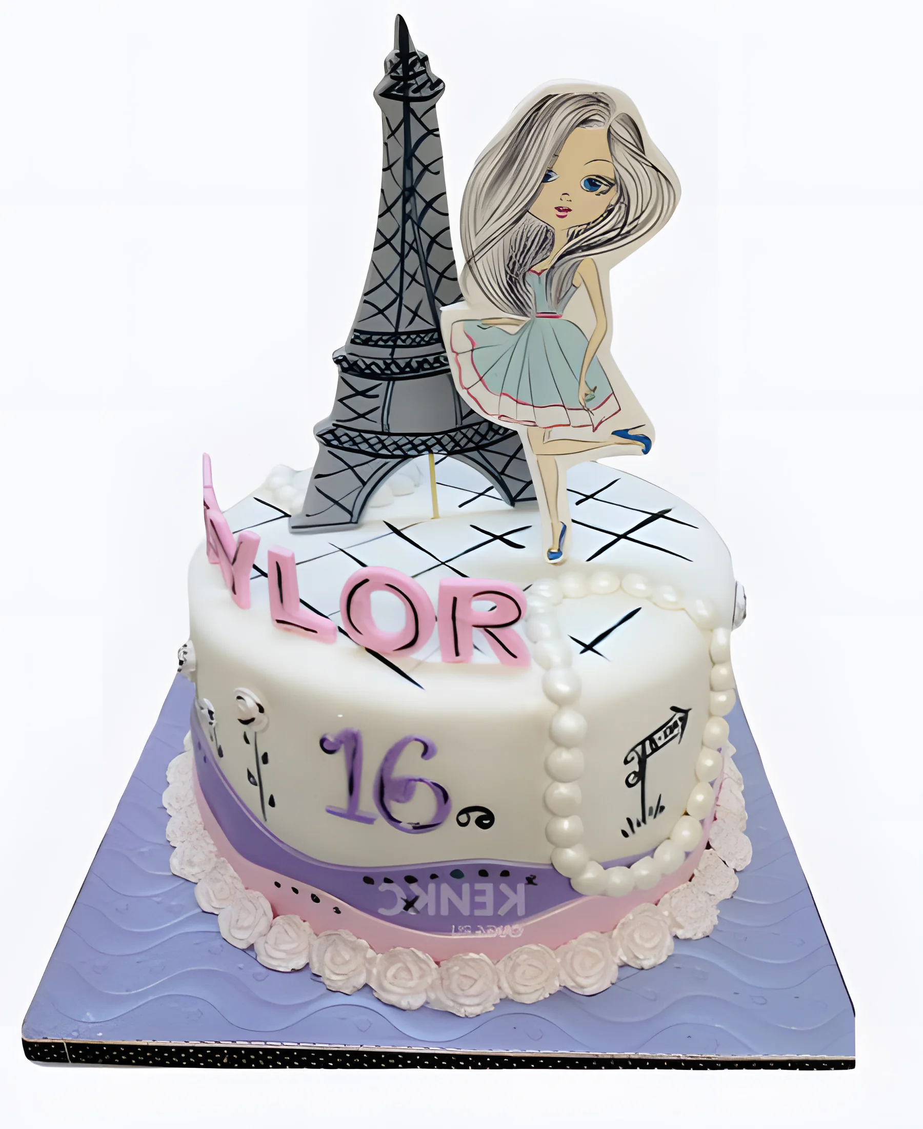 Торт с девушкой возле Эйфелевой башней Фото