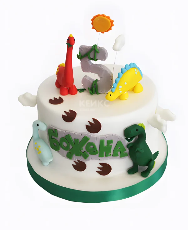 Торт с динозаврами на 5 лет мальчику Фото