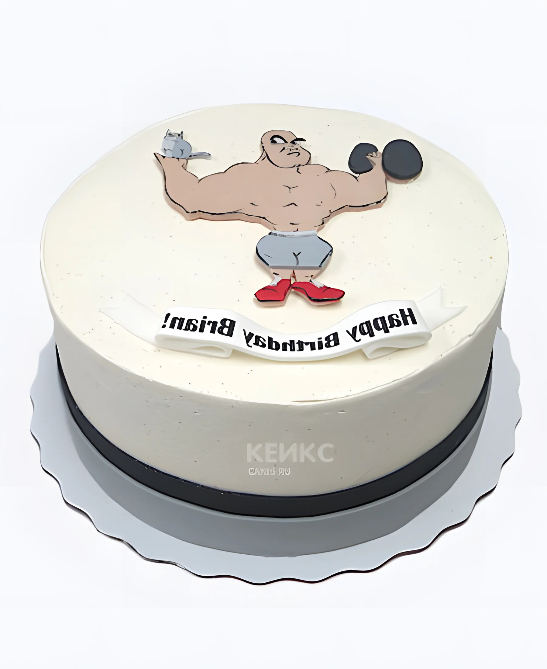 Белый торт для бодибилдера с аппликацией Фото