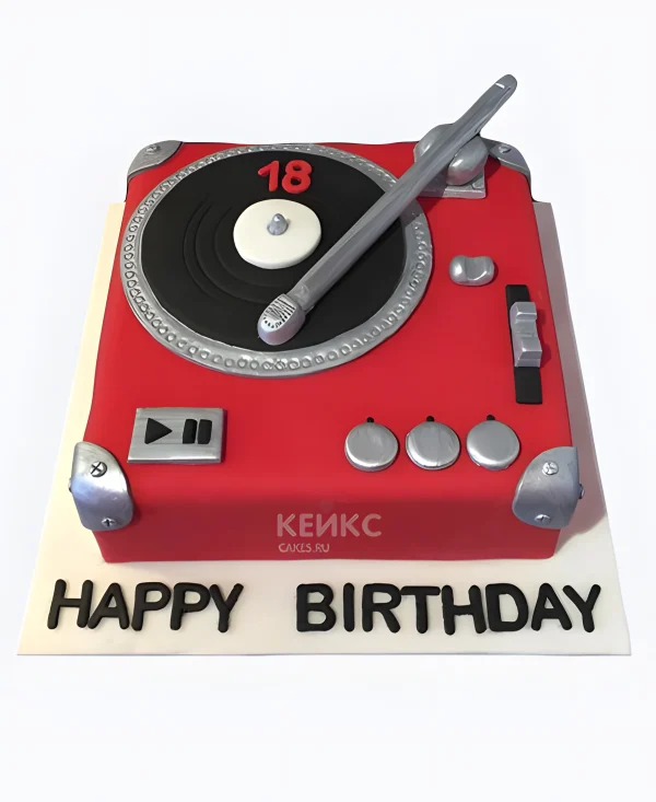 Красный торт для диджея Фото
