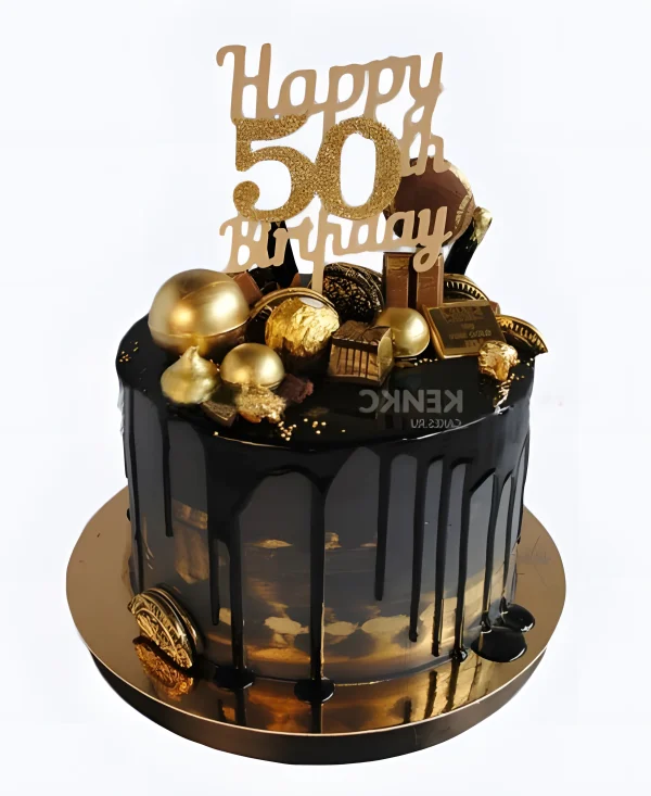 Торт с позолоченными сладостями Фото