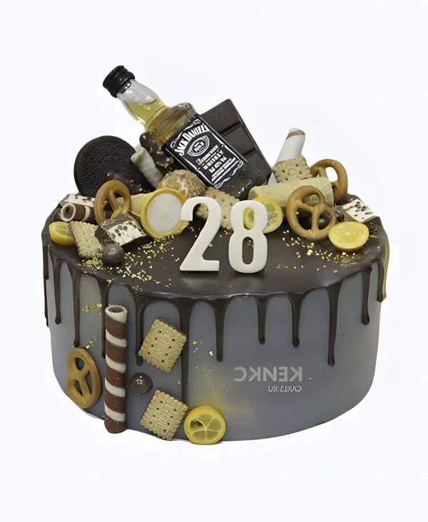 Светящийся стильный торт со сладостями Фото