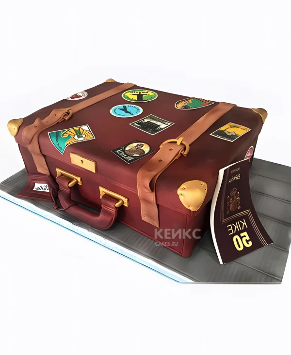 Торт для путешественника с паспортом и наклейками Фото