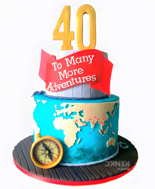 Дорогой торт для путешественника с картой Фото