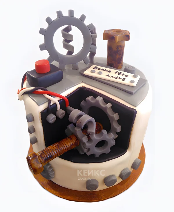 Торт для токаря на день рождения из мастики Фото