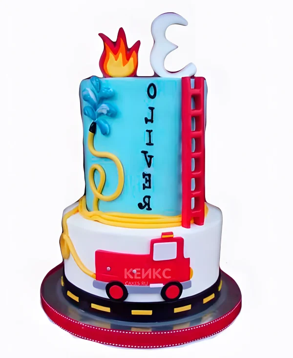 Торт на пожарную тематику Фото