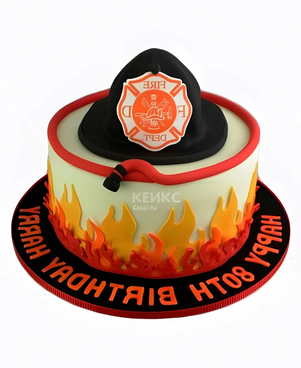Торт для пожарного с логотипом Фото