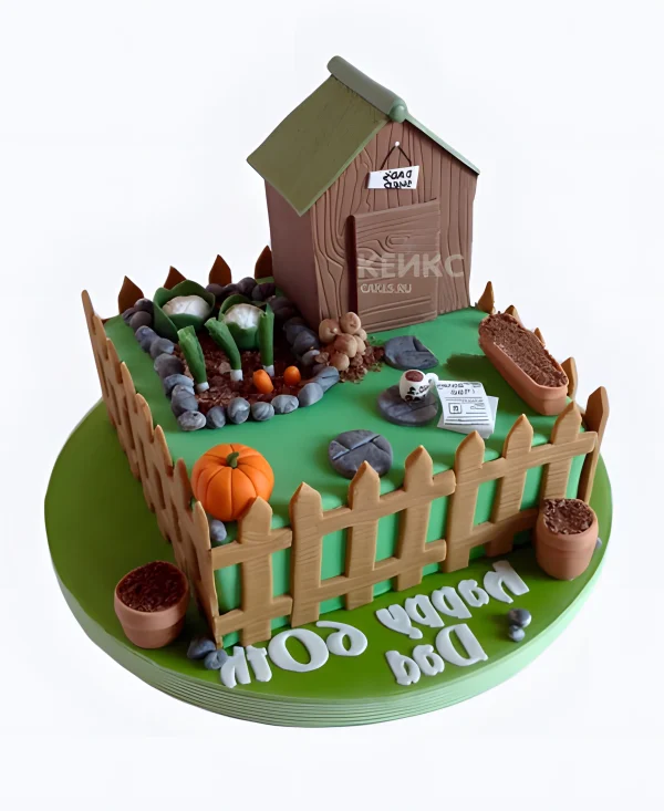 Торт на день рождения папе с домиком в деревне Фото