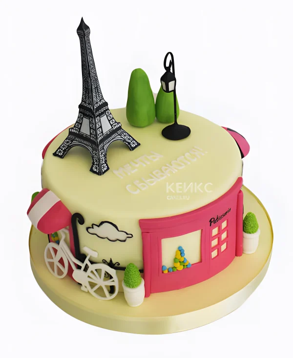 Аппетитный торт эйфелева башня Фото