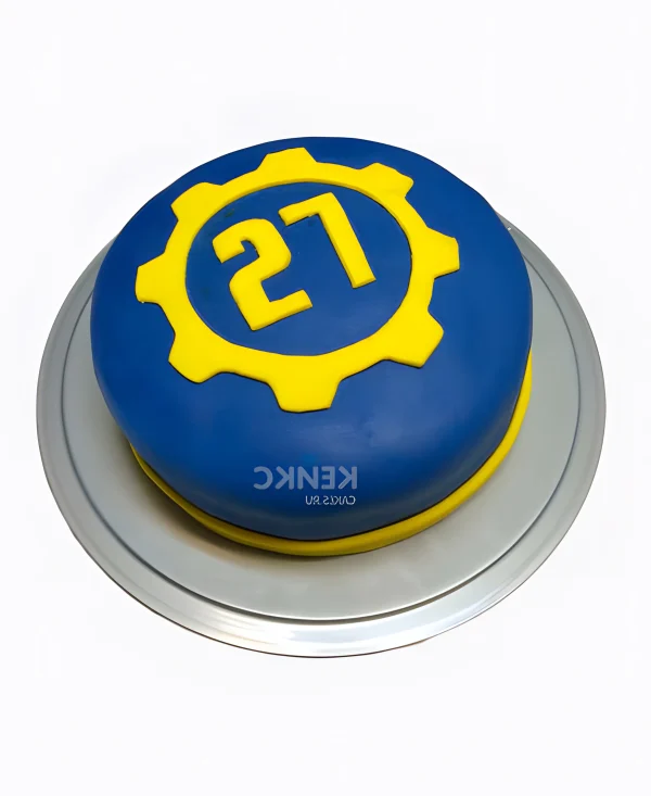 Торт Fallout в синем цвете на день рождения Фото