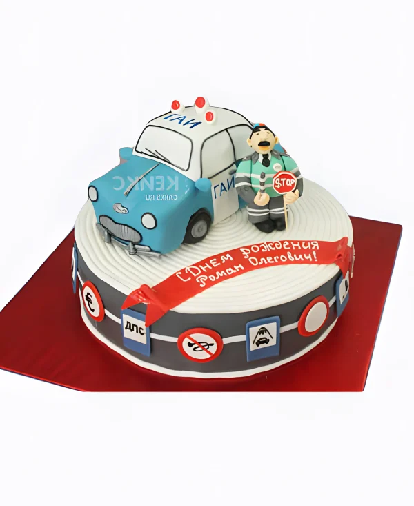 Торт гаи с дорожными знаками из мастики Фото