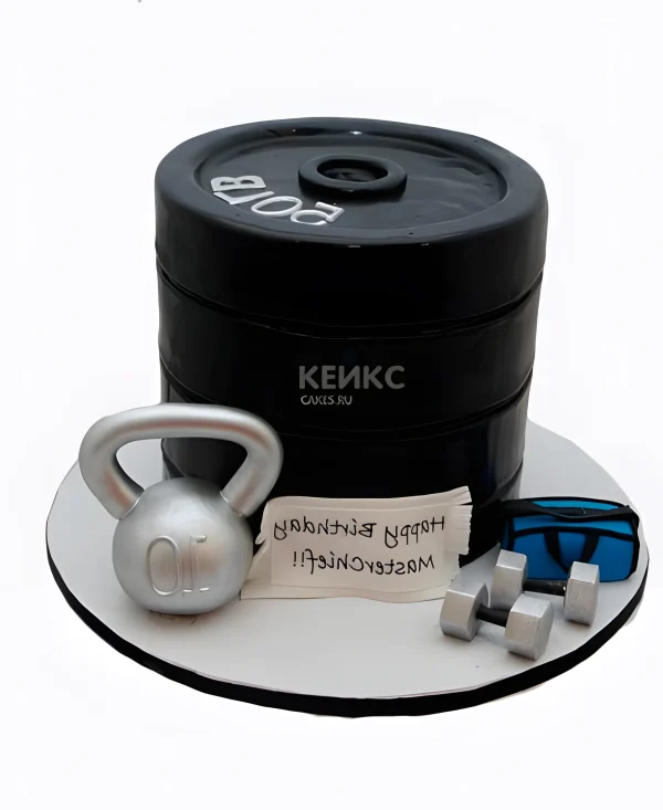 Торт гиря с гантелями Фото