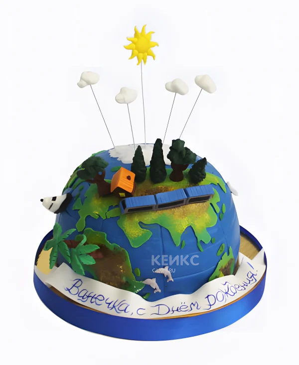 Торт для мальчика с планетой Земля Фото
