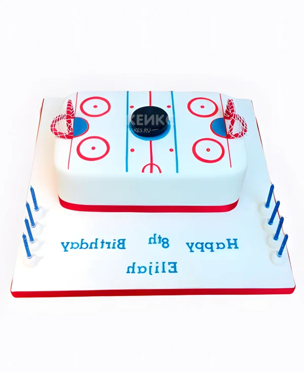 Торт хоккейное поле из мастики Фото