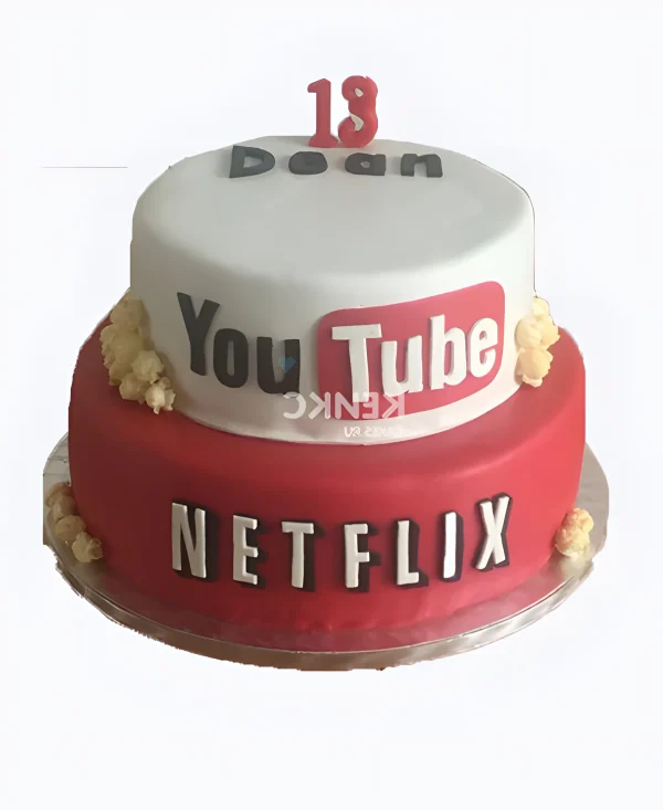 Красно-белый торт с надписями Фото