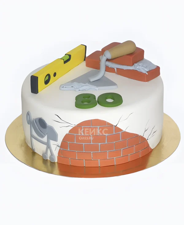 Торт кирпич с цифрой 80 лет Фото