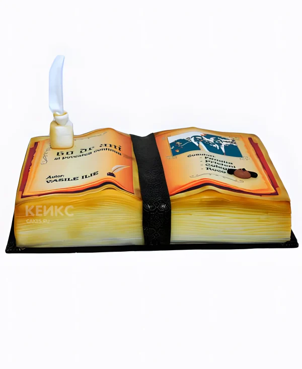 Необычный торт с белым пером для письма Фото