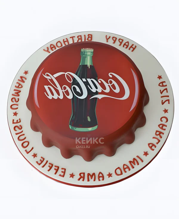 Торт с крышкой кока-кола из мастики Фото