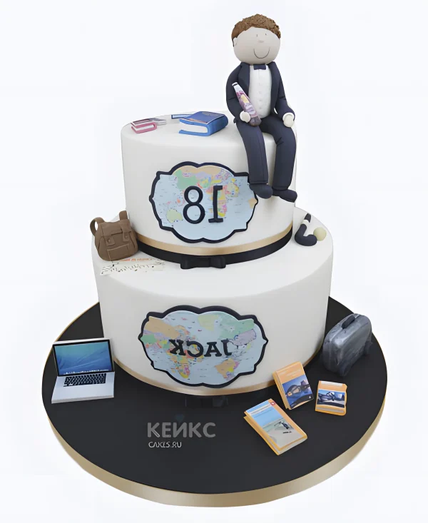 Торт двухъярусный с фигуркой Фото