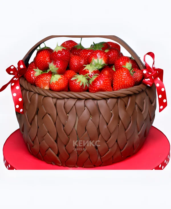 Вкуснейший торт корзина с клубникой Фото