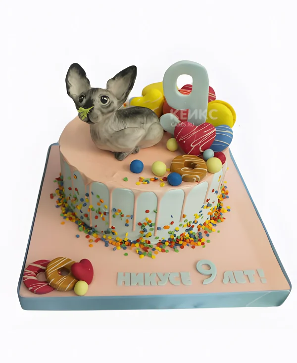 Оригинальный торт с лысой кошкой Фото