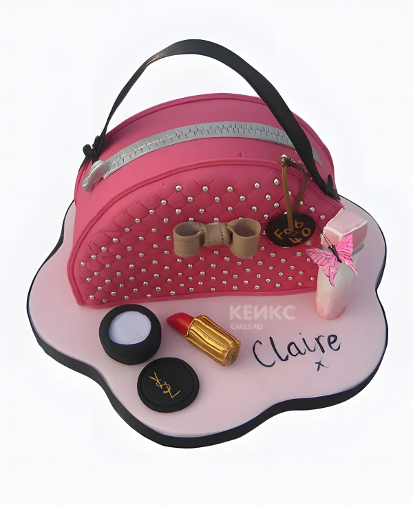 Торт в виде розовой косметички Фото