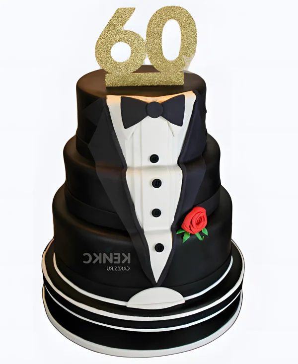 Шикарный торт в виде костюма на юбилей с цифрой Фото
